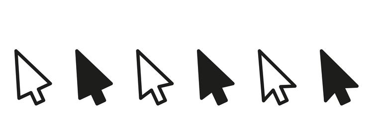 computer mouse click cursor gray arrow icons set vector image