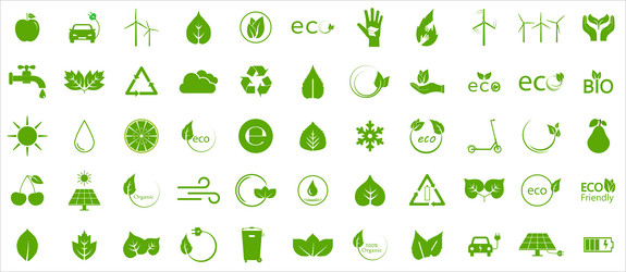 Eco green icons ecology set vector