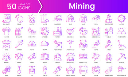 set of mining icons gradient style icon bundle vector image