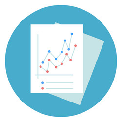 Business documents with graphic chart icon round vector