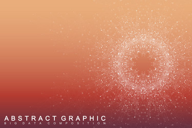 fractal element with connected lines and dots big vector image