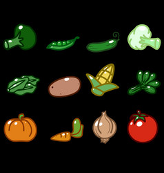 Icon set different vegetables isolated vector