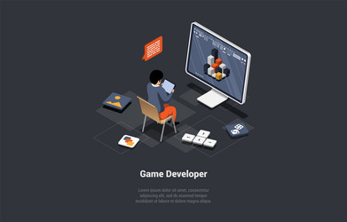 game development concept gamedev in process vector