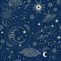 linear celestial seamless pattern vector image
