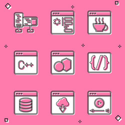 set computer monitor screen browser setting vector image