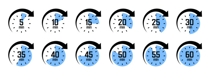 stopwatch icons with pointer arrow colorful vector image