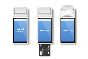 3d realistic payment machine pos terminal vector image