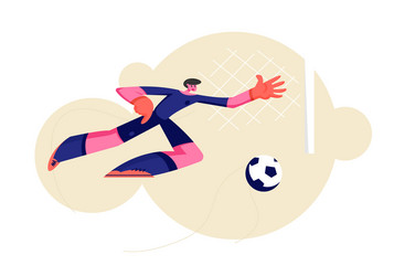 Goalkeeper bouncing to catch ball at football game vector