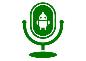 green microphone icon with an android robot vector image