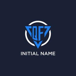 Qf monogram logo with triangle shape and circle vector