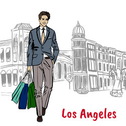 Man with shopping bags vector