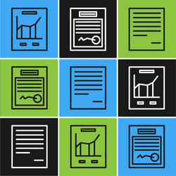 set line document with graph chart vector image