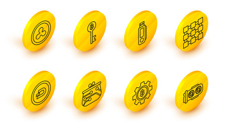 set line mining farm cryptocurrency coin bitcoin vector image