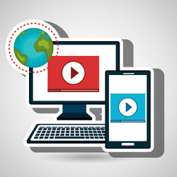 smartphone and computer isolated icon design vector image
