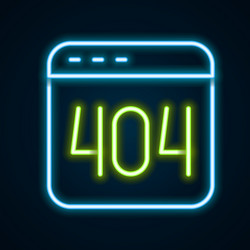 Glowing neon line page with a 404 error icon vector