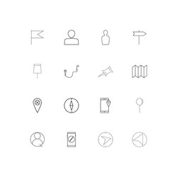 maps and navigation linear thin icons set vector image
