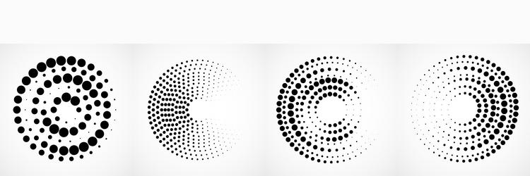 Set of halftone dotted background in circle vector