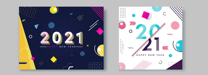 2021 happy new year text on abstract geometric vector image