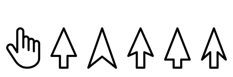 computer mouse click cursor gray arrow icons set vector image