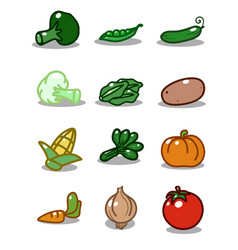 Icon set different vegetables isolated vector