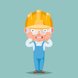 scared panic shock cute builder engineer mascot vector