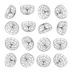 wireframe lined shapes perspective mesh 3d grid vector image