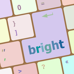 button with bright on computer keyboard business vector image