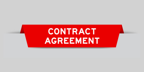 red color inserted label with word contract vector image