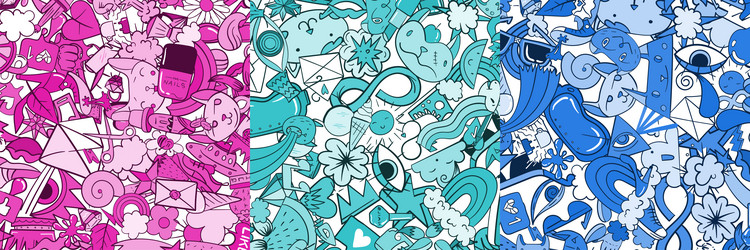 set of three random elements background including vector image