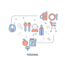 baby feeding concept with food and care Vector Image
