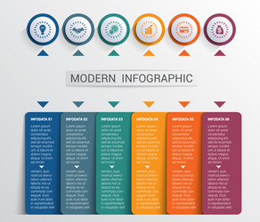 infographics design template color buttons and 6 vector image