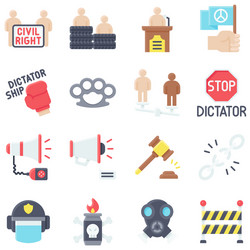 Protest related icon set 2 flat style vector