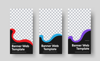 set vertical black web banners templates vector