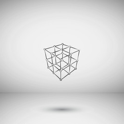 Wireframe Cube with Lines and Dots vector