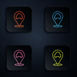 color neon line map pointer with taxi icon vector image