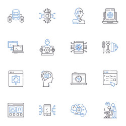 database management line icons collection sql vector image