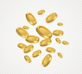 flying golden coins isolated on white transparent Vector Image