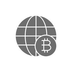 global world with bitcoin coin blockchain crypto vector image