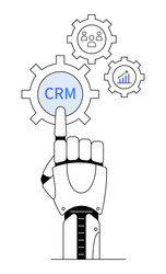 robotic hand interacting with crm settings vector image