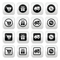 Shopping on internet black buttons set with shadow vector