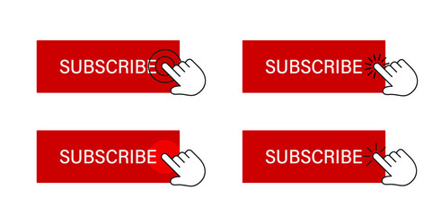 Subscribe button with hand cursor subscription vector