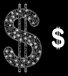 Bright mesh dollar with light spots vector