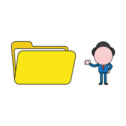 businessman character with opened file folder vector image