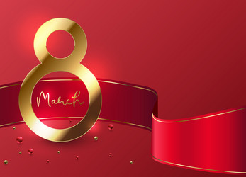 elegant 8 march banner with gold 3d number vector