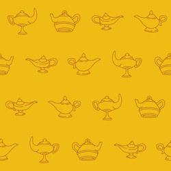 outline collection of magic lamp seamless pattern vector image