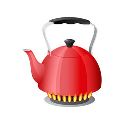 Boiling water in aluminium kettle on gas flame Vector Image