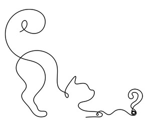 silhouette of abstract cat with question mark vector image