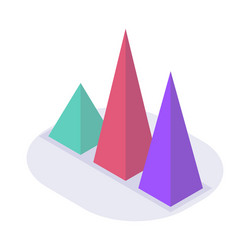 Triangle graph chart isometric icon with modern vector