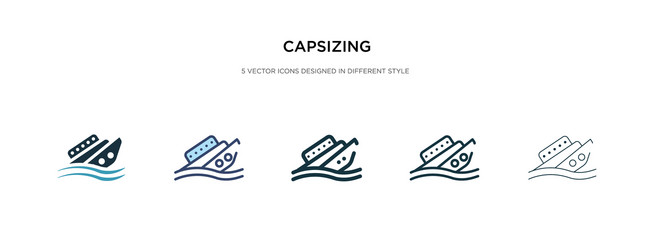 capsizing icon in different style two colored vector image