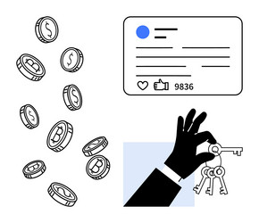 digital assets concept with blockchain coins vector image